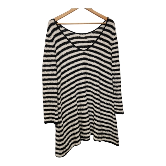 Free People Black and White Striped sweater Dress - Picture 3 of 6